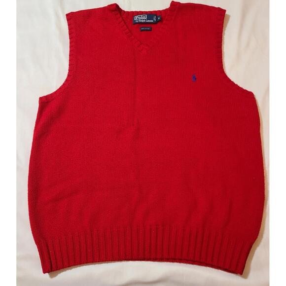 Vtg Polo Ralph Lauren Sweater Vest  Mens Size Medium Cable Knit Golf Preppy Ivy - Picture 1 of 8